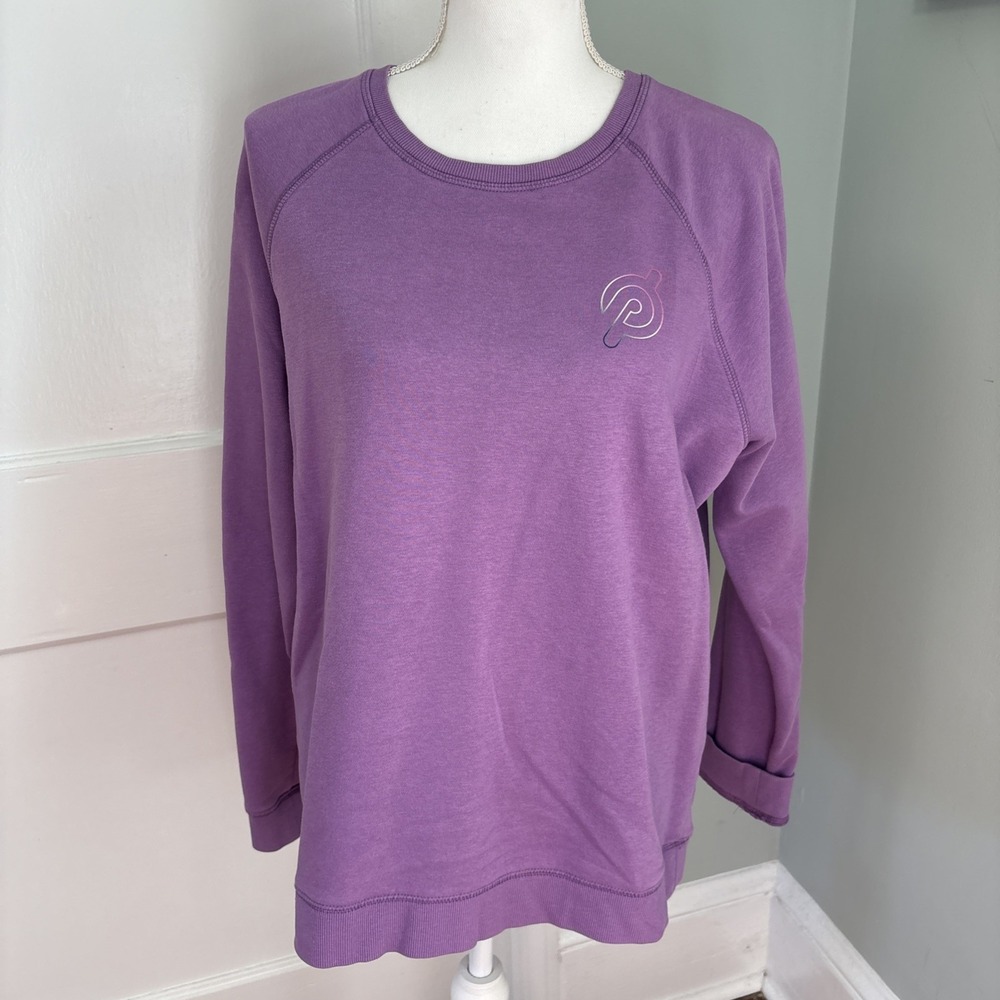 Peloton Purple Pullover Sweatshirt Women's Large Logo Cotton Blend Fleece
